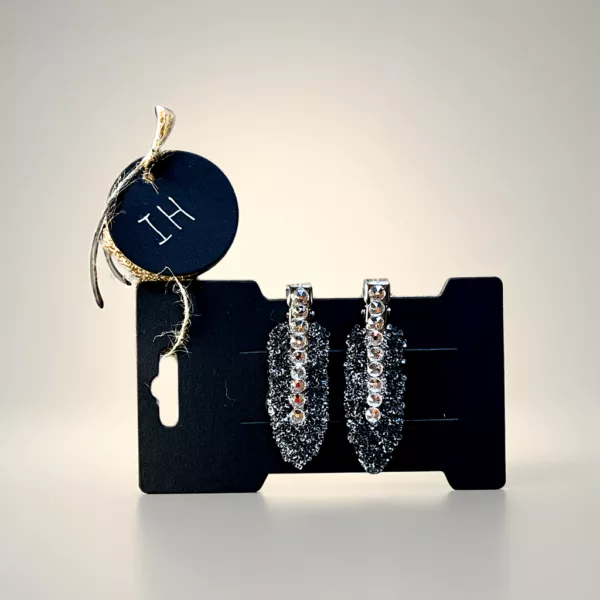 Black & Silver Crystal Hair Clips with shimmering pixies - Image 2