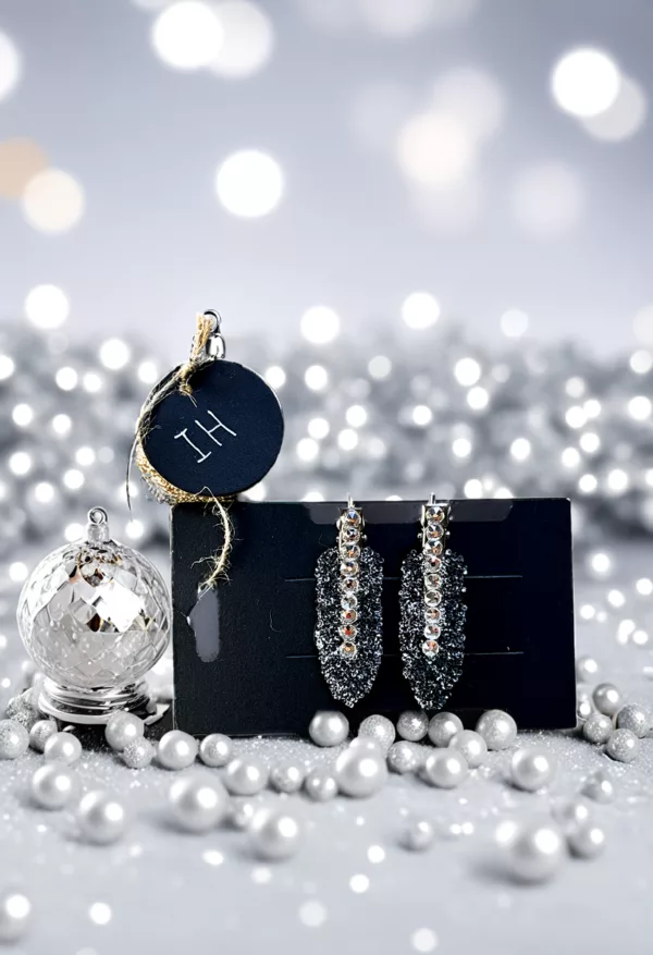 Black & Silver Crystal Hair Clips with shimmering pixies - Image 3
